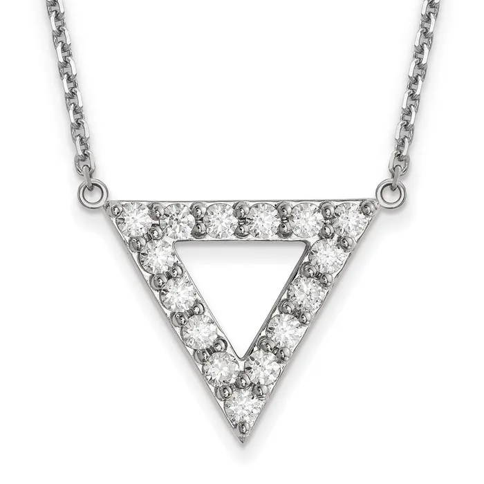 14k White Gold AA Quality Real Diamond 20mm Triangle Necklace Goldia Necklaces 14k White Gold AA Quality Real Diamond 20mm Triangle Necklace Goldia Necklaces