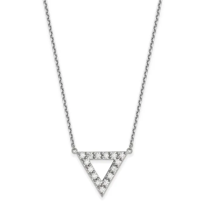 14k White Gold AA Quality Real Diamond 20mm Triangle Necklace Goldia Necklaces