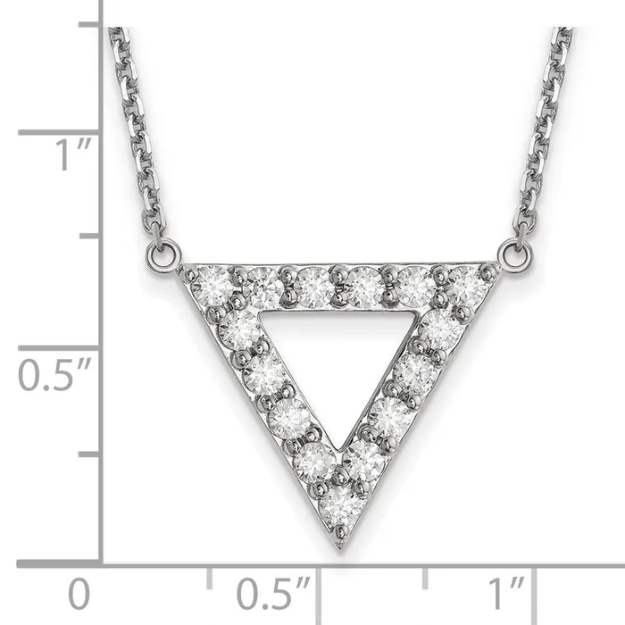 14k White Gold AA Quality Real Diamond 20mm Triangle Necklace Goldia Necklaces