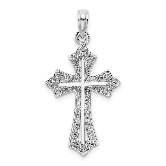 14k White Gold Beaded Cross Charm Goldia Charm Necklaces