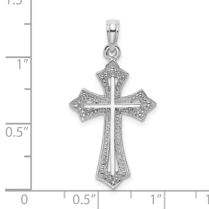 14k White Gold Beaded Cross Charm Goldia Charm Necklaces