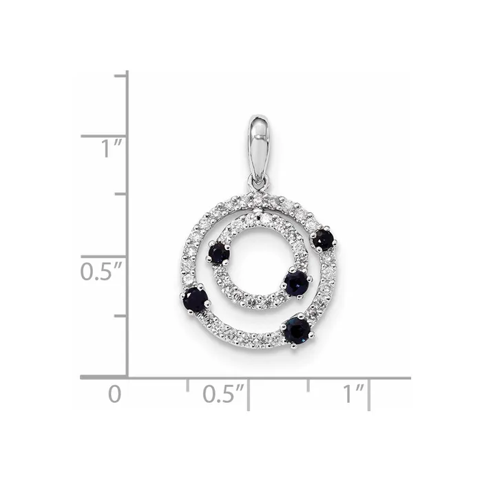 14k White Gold Diamond and Sapphire Round Polished Pendant Goldiacom Necklaces