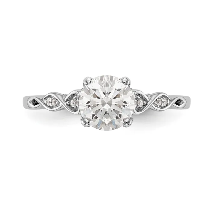 14k White Gold Peg Set Simulated Diamond Engagement Ring Goldiacom Rings