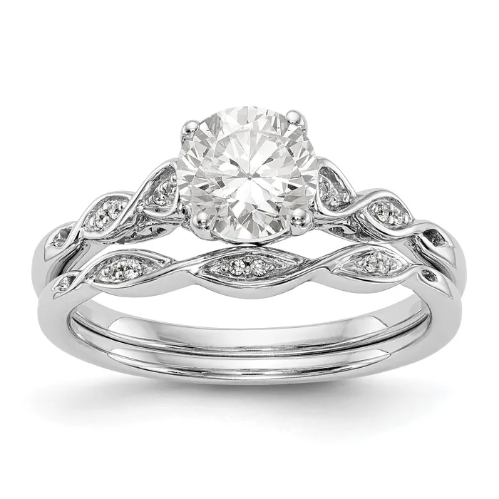14k White Gold Peg Set Simulated Diamond Engagement Ring Goldiacom Rings