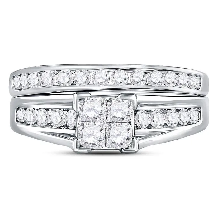 14k White Gold Princess Diamond Bridal Wedding Ring Set 1 Cttw Size 8 gndatlanta Rings 14k White Gold Princess Diamond Bridal Wedding Ring Set 1 Cttw Size 8 gndatlanta Rings