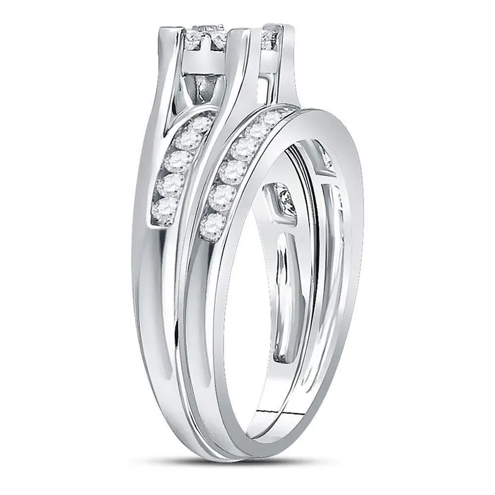 14k White Gold Princess Diamond Bridal Wedding Ring Set 1 Cttw Size 8 gndatlanta Rings