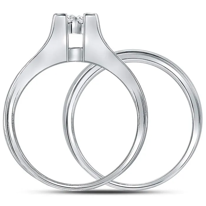 14k White Gold Princess Diamond Bridal Wedding Ring Set 1 Cttw Size 8 gndatlanta Rings