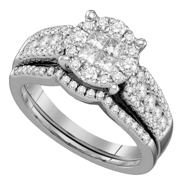 14k White Gold Princess Invisibleset Diamond Wedding Bridal Ring Set 1 Cttw gndatlanta Rings 14k White Gold Princess Invisibleset Diamond Wedding Bridal Ring Set 1 Cttw gndatlanta Rings