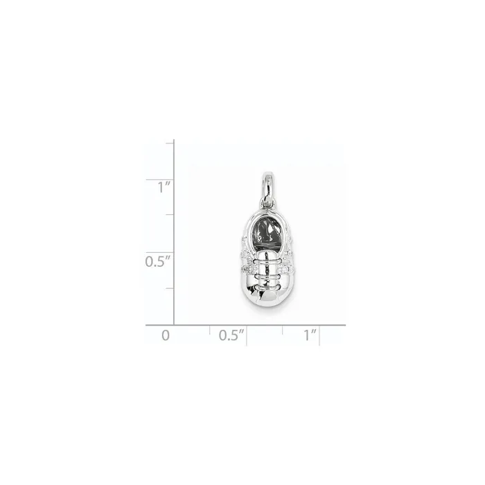 14k White Gold Real Diamond Baby Boy Shoe Pendant Goldia Necklaces