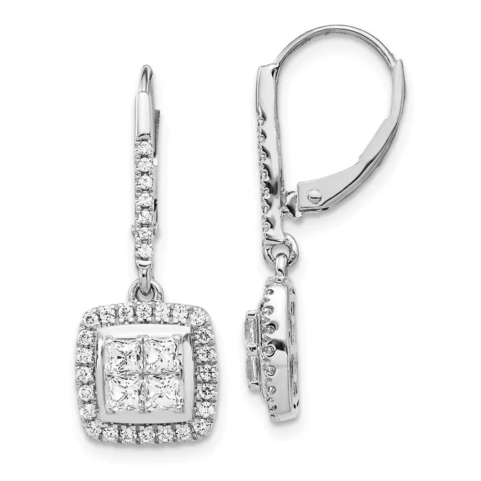 14k White Gold Real Diamond Cluster Leverback Earrings Goldia Earrings 14k White Gold Real Diamond Cluster Leverback Earrings Goldia Earrings