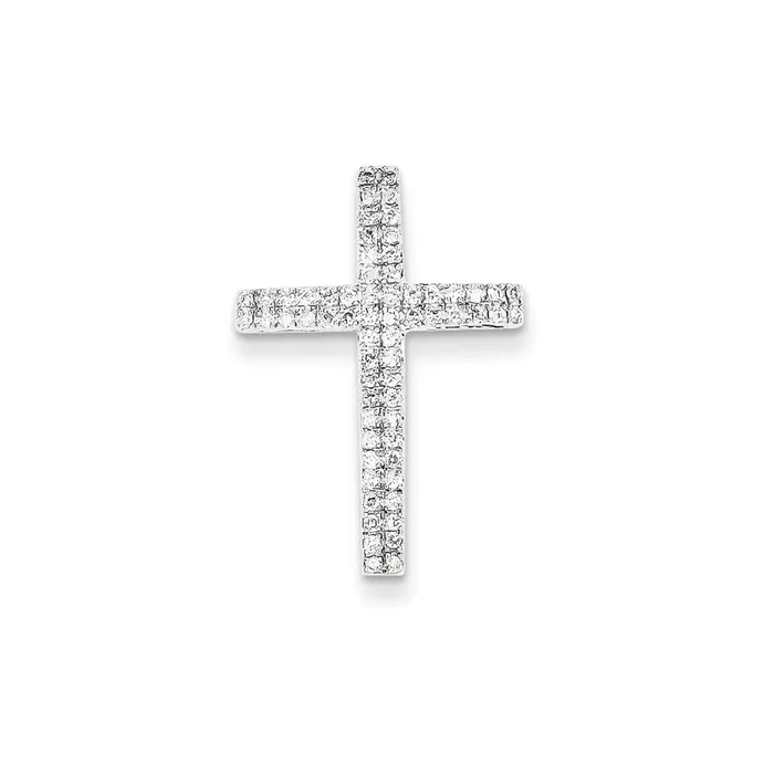 14K White Gold Real Diamond Cross Pendantwithout chain Goldia Necklaces