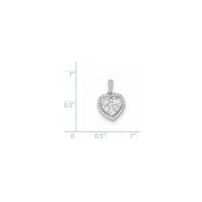 14k White Gold Real Diamond Heart Pendant Goldia Necklaces