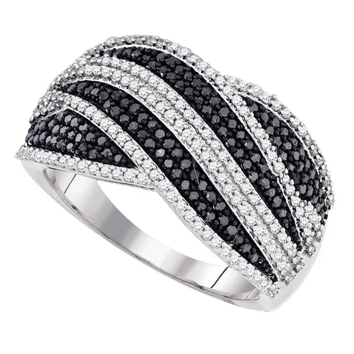 14k White Gold Round Black Diamond Cocktail Ring 34 Cttw gndatlanta Rings 14k White Gold Round Black Diamond Cocktail Ring 34 Cttw gndatlanta Rings