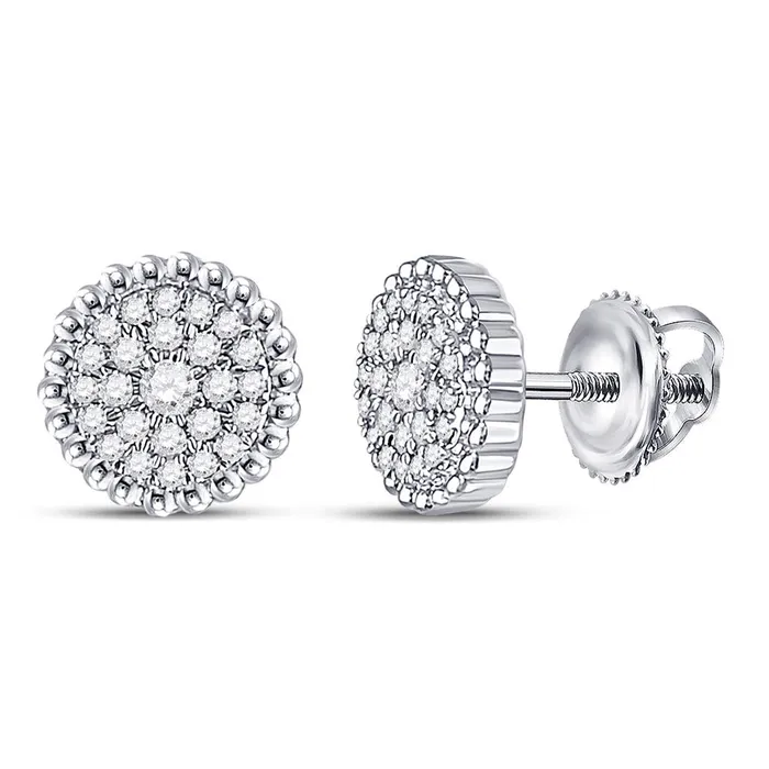 14k White Gold Round Diamond Beaded Halo Earrings 14 Cttw gndatlanta Earrings 14k White Gold Round Diamond Beaded Halo Earrings 14 Cttw gndatlanta Earrings