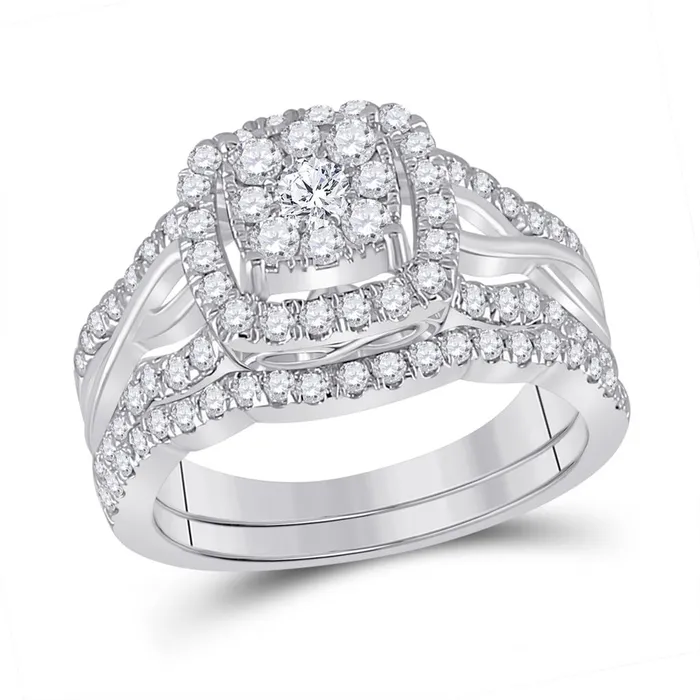 14k White Gold Round Diamond Bridal Wedding Ring Set 1 Cttw gndatlanta Rings 14k White Gold Round Diamond Bridal Wedding Ring Set 1 Cttw gndatlanta Rings