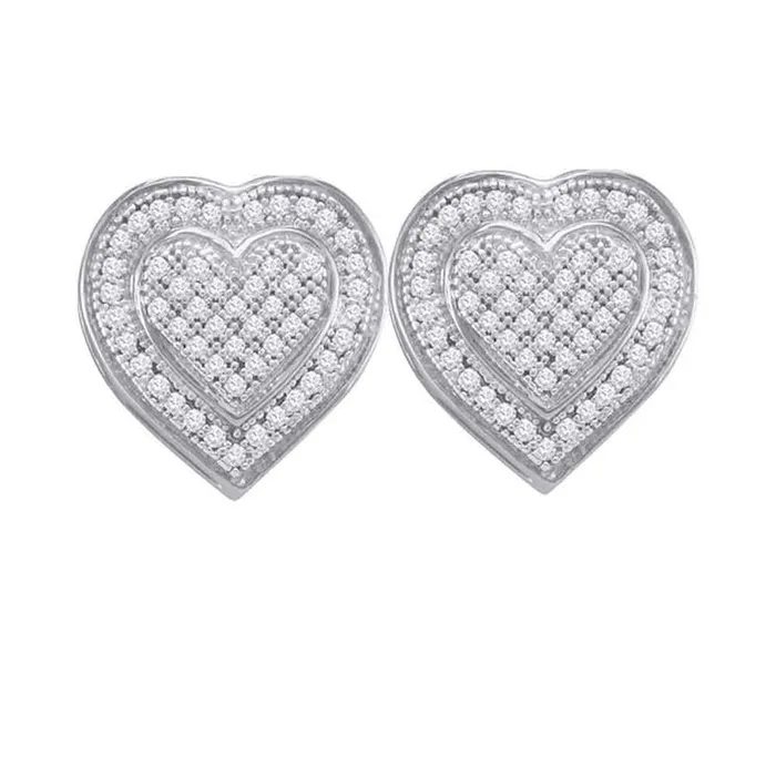 14k White Gold Round Diamond Heart Cluster Earrings 14 Cttw gndatlanta Earrings 14k White Gold Round Diamond Heart Cluster Earrings 14 Cttw gndatlanta Earrings
