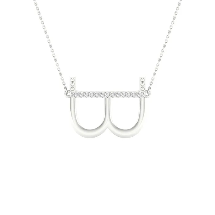 14k White Gold Round Diamond Initial B Letter Necklace 120 Cttw gndatlanta Necklaces