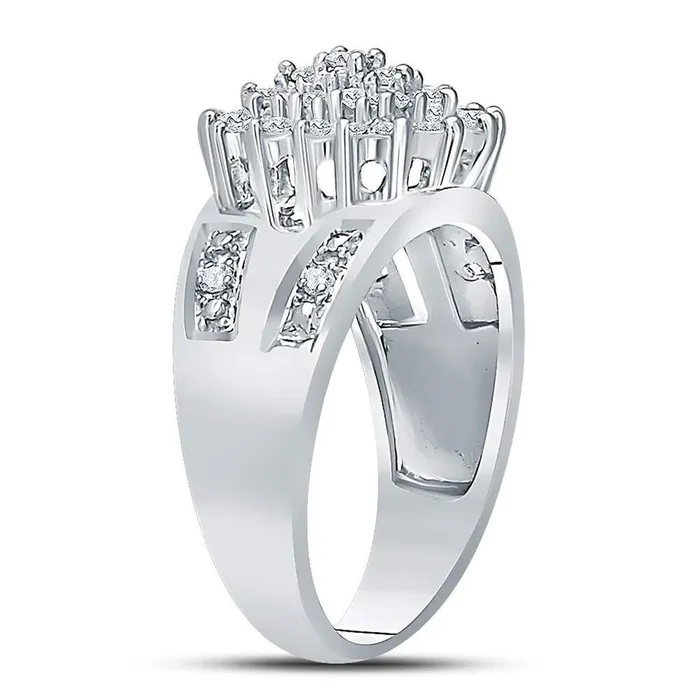 14k White Gold Round Diamond Oval Cluster Ring 12 Cttw gndatlanta Rings