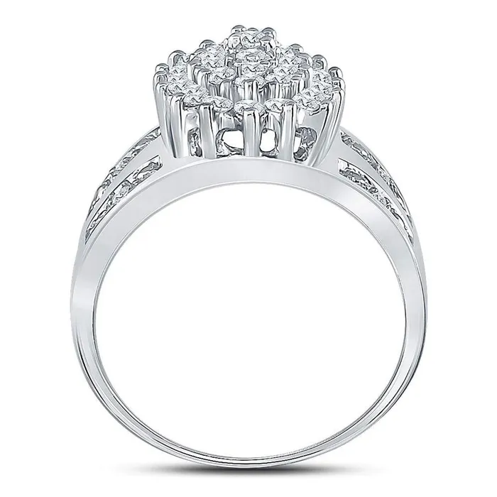 14k White Gold Round Diamond Oval Cluster Ring 12 Cttw gndatlanta Rings