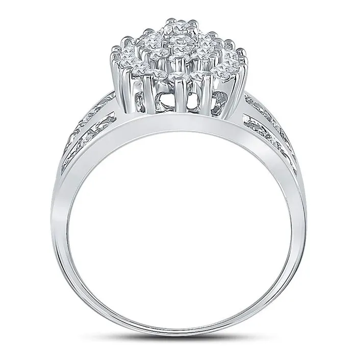 14k White Gold Round Diamond Oval Cluster Ring 12 Cttw gndatlanta Rings