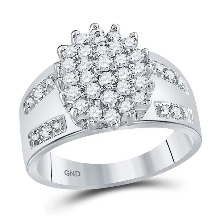14k White Gold Round Diamond Oval Cluster Ring 12 Cttw gndatlanta Rings