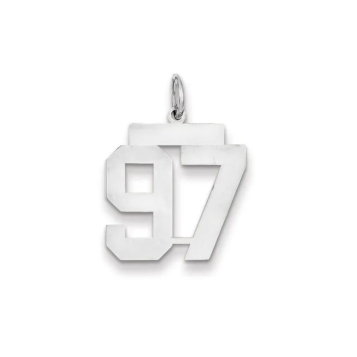 14k White Gold WG Medium Polished Number 97 Charm Goldia Charm Necklaces