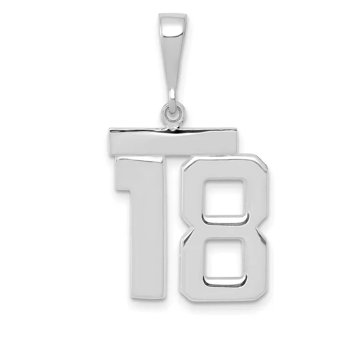 14k White Goldw Medium Polished Number 18 Charm Goldia Charm Necklaces
