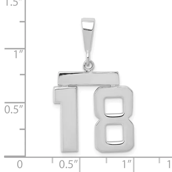 14k White Goldw Medium Polished Number 18 Charm Goldia Charm Necklaces