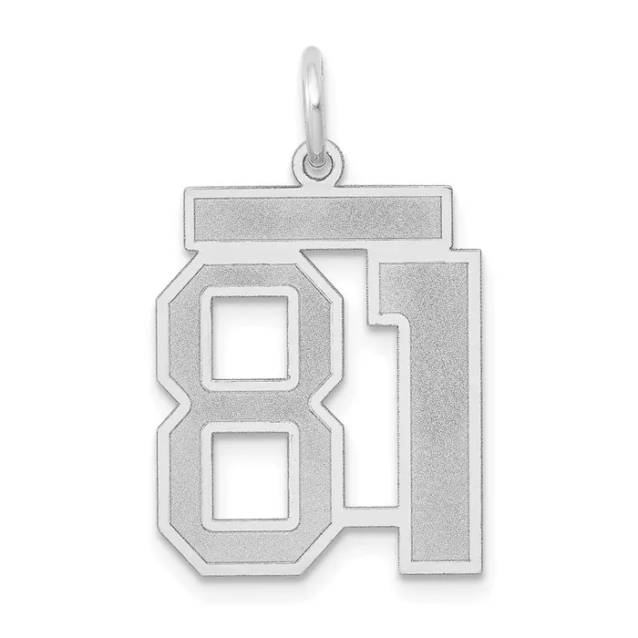 14k White Goldw Medium Satin Number 81 Charm Goldia Charm Necklaces