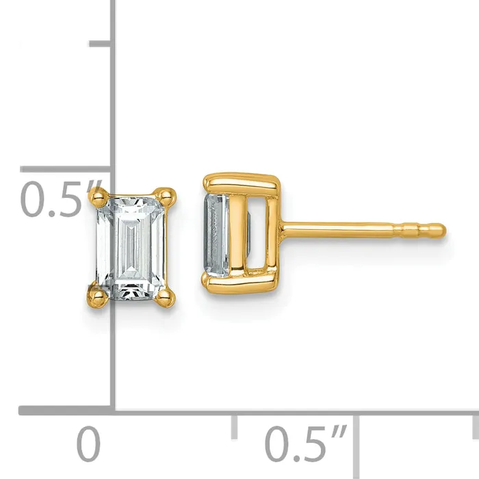 14k Yellow Gold 1 12 ctw Certified Lab Grown Diamond VSSI G Emerald 4 Prong Heavy Wt Stud Earrings Goldia Earrings
