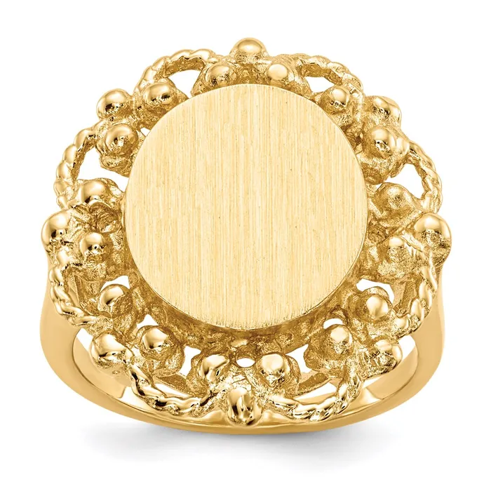 14K Yellow Gold 125x110mm Open Back Signet Ring Goldia Rings