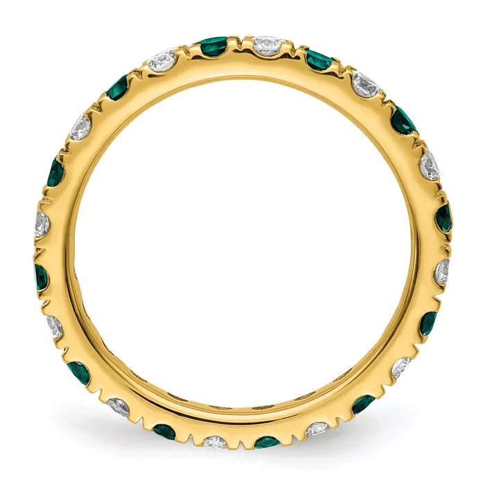 14k Yellow Gold 34 Ct Lab Grown Diamond VSSI G and Lab Created Alexandrite Eternity Band Ring Goldia Rings