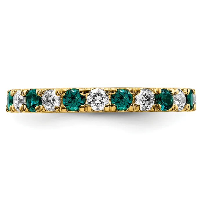 14k Yellow Gold 34 Ct Lab Grown Diamond VSSI G and Lab Created Alexandrite Eternity Band Ring Goldia Rings