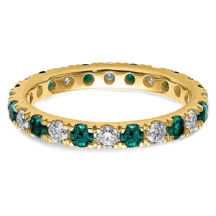 14k Yellow Gold 34 Ct Lab Grown Diamond VSSI G and Lab Created Alexandrite Eternity Band Ring Goldia Rings