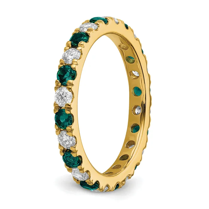 14k Yellow Gold 34 Ct Lab Grown Diamond VSSI G and Lab Created Alexandrite Eternity Band Ring Goldia Rings