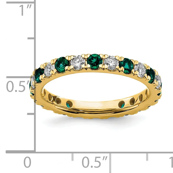 14k Yellow Gold 34 Ct Lab Grown Diamond VSSI G and Lab Created Alexandrite Eternity Band Ring Goldia Rings