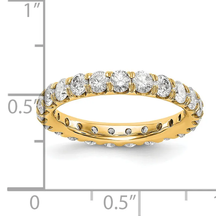 14k Yellow Gold 3 Ct Lab Grown Diamond VSSI G Shared Prong Eternity Band Ring Goldia Rings