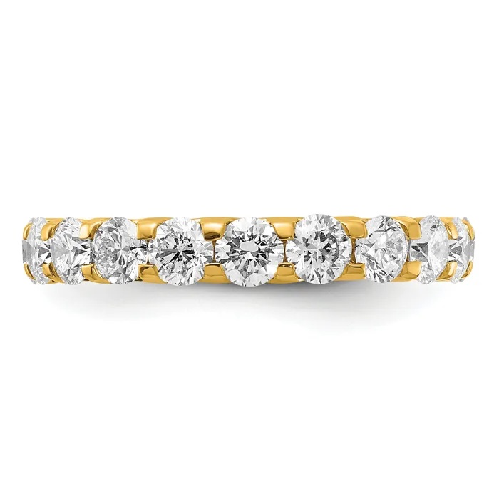 14k Yellow Gold 3 Ct Lab Grown Diamond VSSI G Shared Prong Eternity Band Ring Goldia Rings