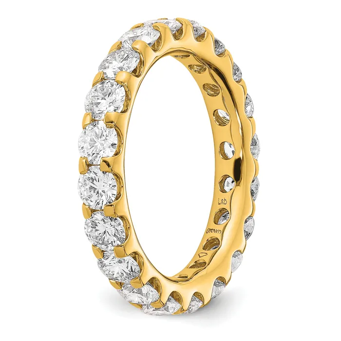 14k Yellow Gold 3 Ct Lab Grown Diamond VSSI G Shared Prong Eternity Band Ring Goldia Rings