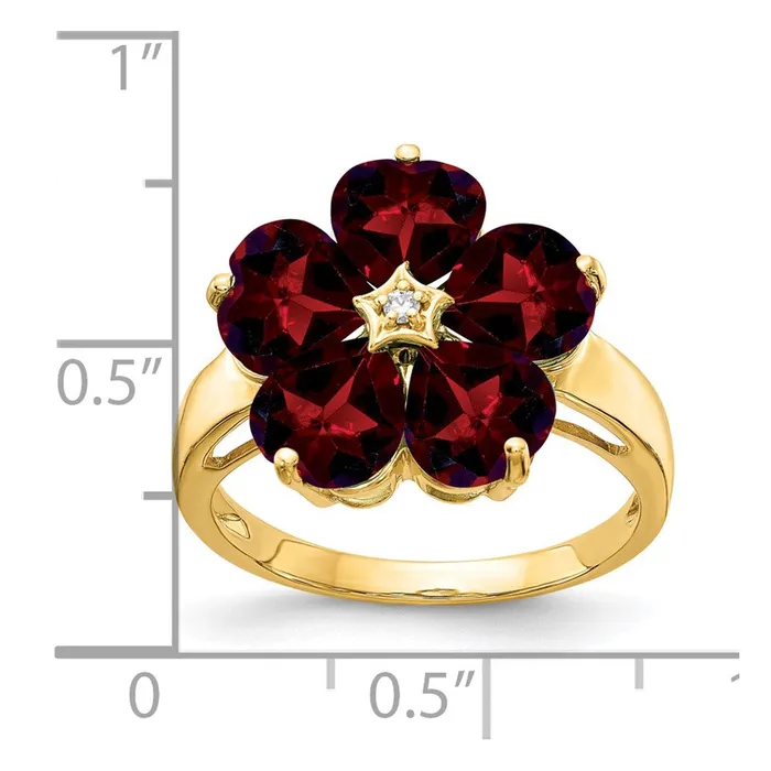 14K Yellow Gold 6mm Heart Garnet A Real Diamond ring Goldia Rings