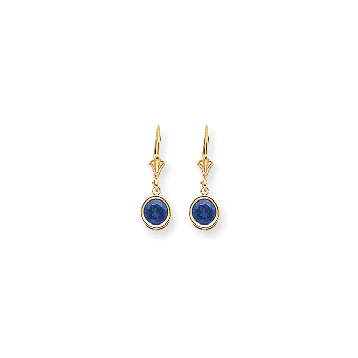 14k Yellow Gold 6mm Tanzanite leverback earring Goldia Earrings