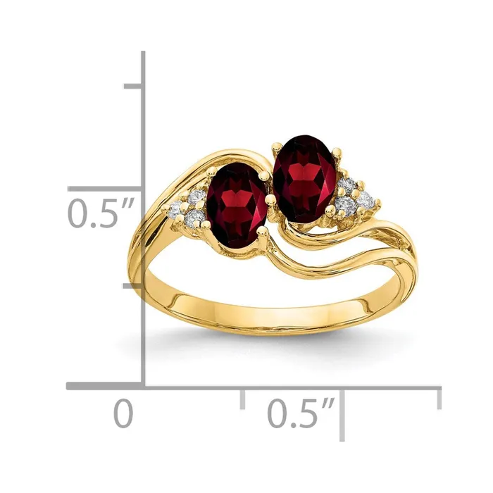 14k Yellow Gold 6x4mm Oval Garnet VS Diamond ring Goldia Rings