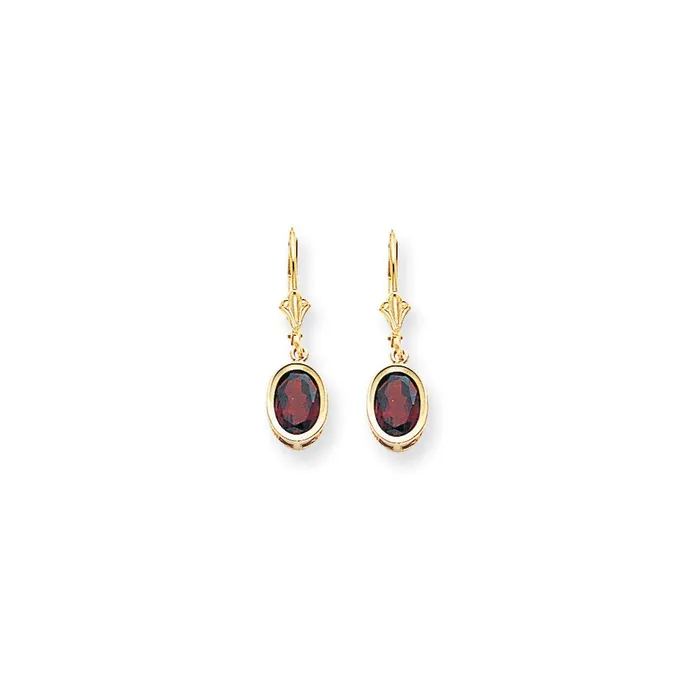 14k Yellow Gold 8x6mm Oval Garnet Checker leverback Earrings Goldia Earrings 14k Yellow Gold 8x6mm Oval Garnet Checker leverback Earrings Goldia Earrings