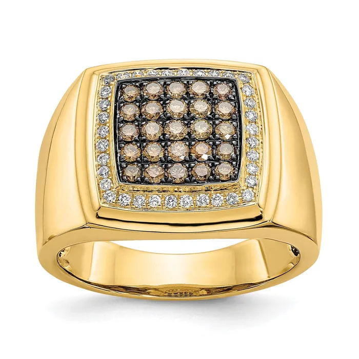 14K Yellow Gold Champagne and White Real Diamond Mens Ring Goldiacom Rings 14K Yellow Gold Champagne and White Real Diamond Mens Ring Goldiacom Rings