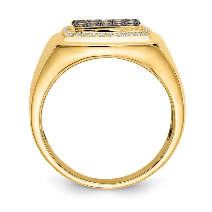 14K Yellow Gold Champagne and White Real Diamond Mens Ring Goldiacom Rings