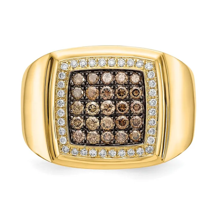14K Yellow Gold Champagne and White Real Diamond Mens Ring Goldiacom Rings