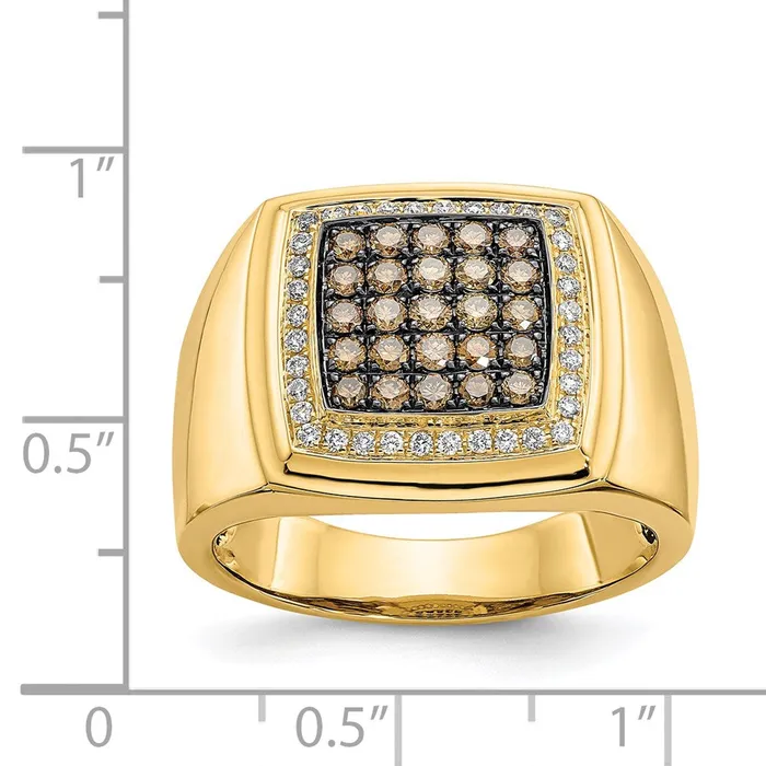 14K Yellow Gold Champagne and White Real Diamond Mens Ring Goldiacom Rings