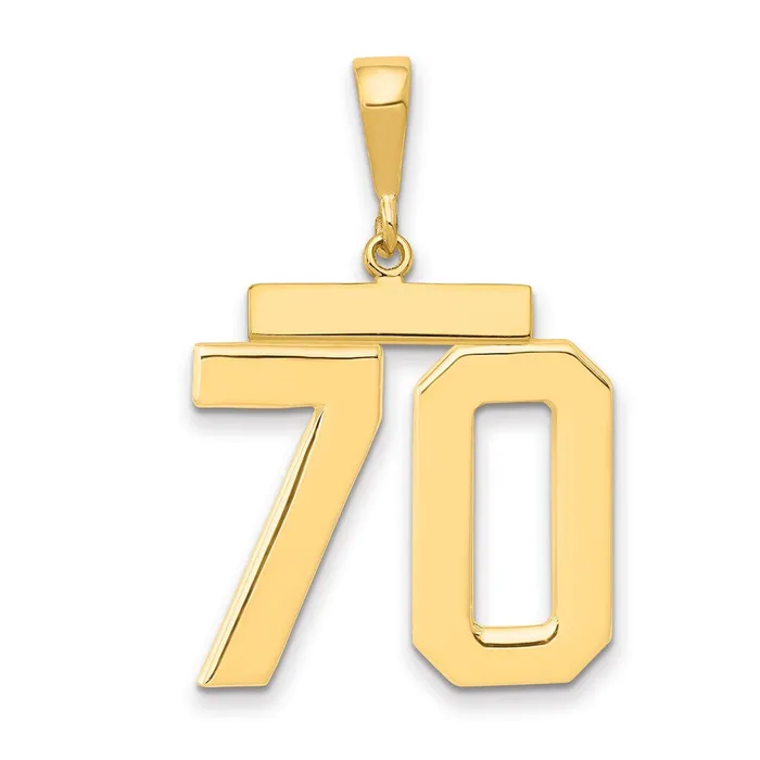 14k Yellow Gold Large Polished Number 70 Charm Goldia Charm Necklaces