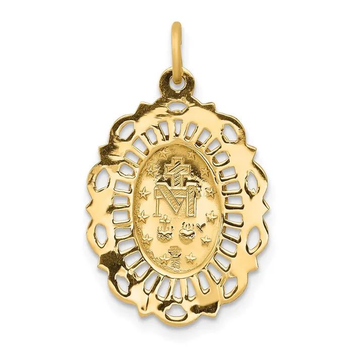 14k Yellow Gold Miraculous Medal Charm Goldia Charm Necklaces
