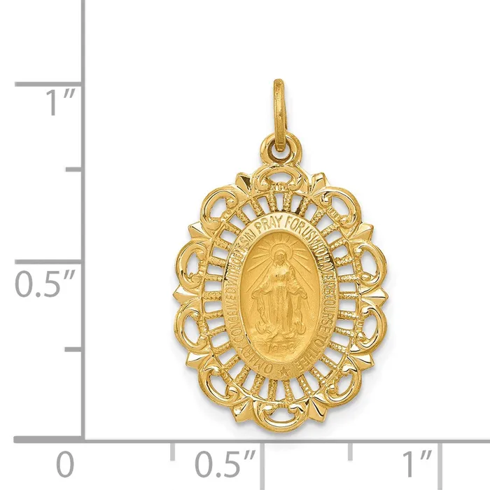 14k Yellow Gold Miraculous Medal Charm Goldia Charm Necklaces